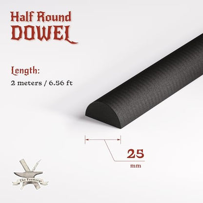The Foamory Black EVA Foam Dowel - Half Round 25mm x 2M Length Craft Stick - color: 1 Pack: 2M Length - 25mm Thickness, style: Black - Half Round Dowel