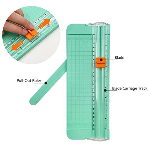 Paper Cutter, A4 Paper Trimmer with Security Safeguard & Side Ruler Portable Straight Edge Cutter for Scrapbooking Craft Paper, Photos, Label, Cardstock (Green) - color: Green