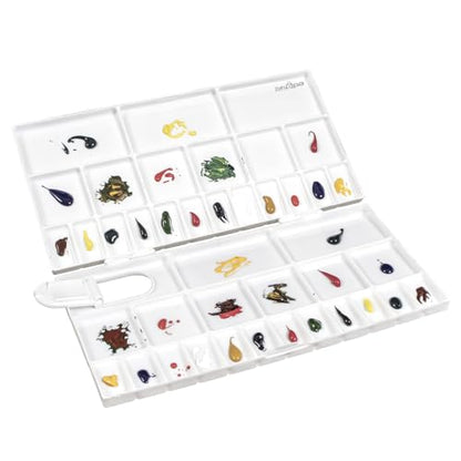 Zahepa Large Paint Palette Box with Lid, 24 Wells, Watercolor Mixing Tray | Foldable Travel-Friendly Design With Thumb Hole And Secure Locking Latch For Acrylic Mediums, Students, And Classrooms - style: Rectangle - 41 Compartments