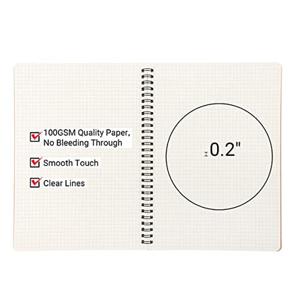 EUSOAR Graph Paper Notebook, B5 3Pack 7.3"x10.2" 120 Pages Hardcover Spiral Notebook Journals, Wirebound Journal Sketch Notebook for Math and Science Students Engineering Artist Drawing - color: Kraft, size: B5