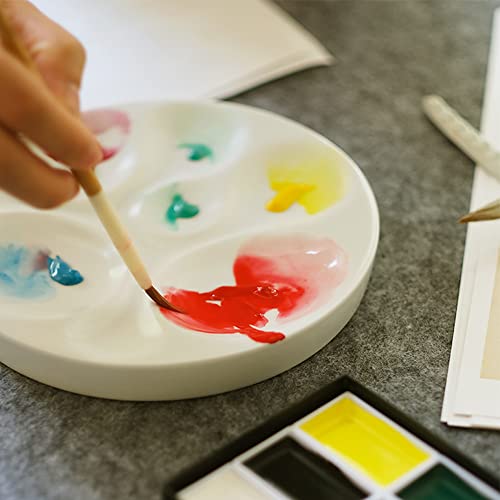 5-9in Ceramic Watercolor Mixing Palette, Square Porcelain Watercolor Palette, Porcelain Watercolor Palette, Ceramic Artist Paint Palette for Watercolor Gouache (L - Round) - color: L - Round