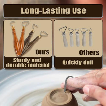 Lxnavihly Pottery Trimming Tool, Pottery Carving Tools, Clay Sculpting Tool | Tungsten Steel Cutter Head, Solid Cherry Handle, Ergonomic, Sturdy and Long-Lasting, L-Shape-Cherry - color: L Shape-Cherry