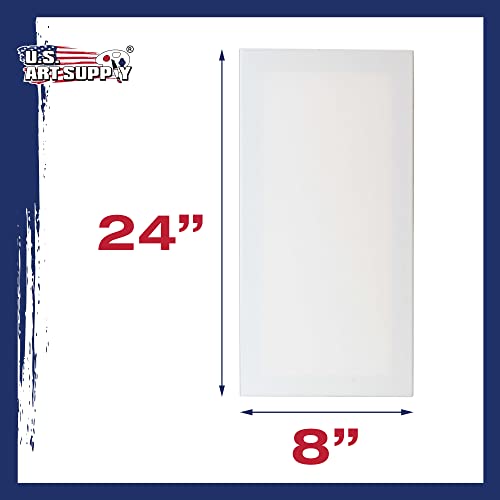 U.S. Art Supply 8 x 24 inch Stretched Canvas for Painting, 12oz Triple Primed, 6-Pack - Professional Artist Quality White Blank 3/4" Profile, 100% Cotton, Heavy-Weight Gesso - Acrylic Pouring, Oil - size: 8" x 24"