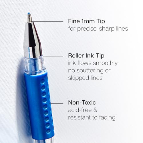 KINGART 400-20 Comfort Grip Gel Pens, Set of 20 Unique Metallic Colors - color: Metallic