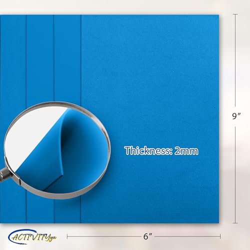 Blue EVA Foam Sheets, 6 x 9 Inch, 2mm Thick – Foam Paper for DIY Arts and Crafts, School Projects, and More – 8 Pack - color: Blue