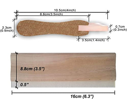 INTBUYING Screen Printing Squeegee Ink Squeegee Wooden Water Scraper 65 Durometer 9.4nches Long 4 inches Wide with Rubber Blade and Wooden Handle - size: 9.4 inches long