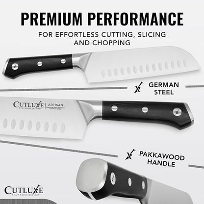 Cutluxe Chef Knife Set, 7-Piece Kitchen Knives – Razor Sharp German Steel | Professional Full Tang Blades with Ergonomic Handles – Artisan Series, Forged High Carbon - size: 7 Pcs Knife Set