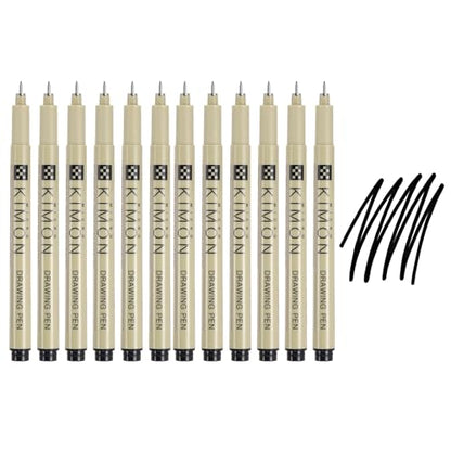 PATIKIL Fineliner Pens, 0.3mm Fine Points Drawing Pen Waterproof Inking Markers Liner Artist Watercolor Supplies Drawing Kit for Adult Sketching Journaling, Pack of 12 - style: 0.3mm Fine Points