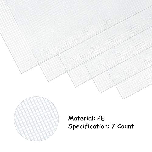 Pllieay 5 Pcs 7 Count Plastic Mesh Canvas Sheets, Eye Mesh for Embroidery | for Acrylic Yarn Crafting, Knit and Crochet PAquarium Dividers(10.2 x 13.2 inch, with 4 Pieces Weaving Needles) - color: 5Pcs