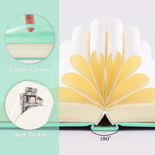 Mix Media Pad,3.5"x5.5" Small Hardcover Leather Art Sketchbook,105 GSM 200 Sheets/400 Pages Acid Free Artistic Painting Drawing Sketching Writing Paper, Handy Pocket Journal Notebook. Light Green - color: 105gsm-light green