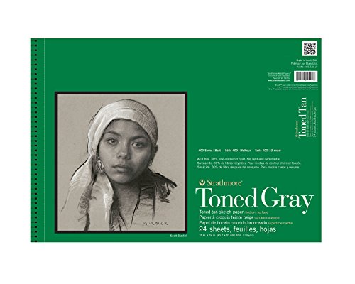 Strathmore 400 Series Wire Bound Toned Sketch Pad, 80 lb. Paper, 18 X 24 inches, Gray, 50 Sheets (412-118) - size: 18x24