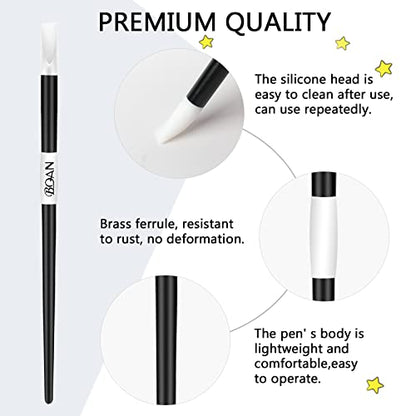 BQAN Silicone Nail Art Pen 5Pcs Black for Sculpting, Drawing & Shaping | Soft Silicone Tips | 3D Sculpting | Chrome Powder | Foil Carving Drawing | Precision Shaping | Gel & Acrylic Nail Art - color: Black