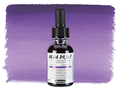 Schmincke - AQUA DROP, liquid, pigment-based watercolour, amethyst violet in 30 ml pipette bottle, 24400034, for watercolorpainting, urban sketching, calligraphy, handlettering, lightfast - color: 400 amethyst violet