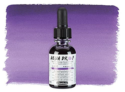 Schmincke - AQUA DROP, liquid, pigment-based watercolour, amethyst violet in 30 ml pipette bottle, 24400034, for watercolorpainting, urban sketching, calligraphy, handlettering, lightfast - color: 400 amethyst violet