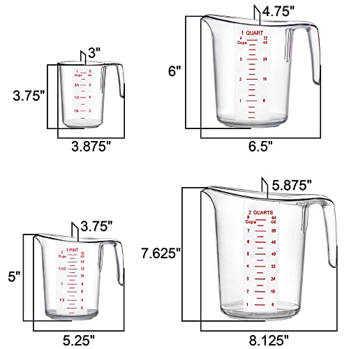 Melissa - Plastic Measuring Cups (4-Piece Set), Food-Grade Measuring Jugs, 1/2/4/8-Cup Capacity, Unbreakable, Stackable, Dishwasher-Safe, Great for Oil, Vinegar, Flour, and More - style: 4-Piece Set (1/2/4/8-Cup)