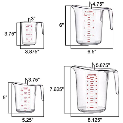 Melissa - Plastic Measuring Cups (4-Piece Set), Food-Grade Measuring Jugs, 1/2/4/8-Cup Capacity, Unbreakable, Stackable, Dishwasher-Safe, Great for Oil, Vinegar, Flour, and More - style: 4-Piece Set (1/2/4/8-Cup)