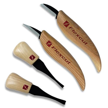 Flexcut Wood Carving Tools| Beginner Palm & Knife Set | 1095 High Carbon Steel Blades| Ergonomic Ashwood Handles | KN600 | Made in the U.S.A. - style: Beginner Palm & Knife Set