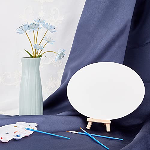 NBEADS 10 Pcs Canvas Panels, Wood and Linen Painting Canvas Oval Blank Oil Paint Board for Painting Craft Drawing, White, 18x24x0.3cm - size: L.W: 9.4"×7"/Thi: 0.1"-Oval