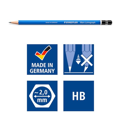 STAEDTLER Mars Lumograph Art Drawing Pencils (12-Pack) - Sustainable, Break-Resistant Graphite, Metal Case | Sustainable, Break-Resistant Graphite, Metal Case - style: Tin of 12