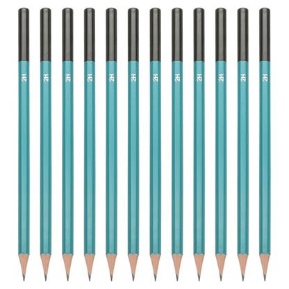 PATIKIL 2H Drawing Pencils for Sketching, 12PCS Sketch Pencils for Drawing Art Pencils Graphite Wood Pre-sharpened for Drawing Sketching Artist, Hexagonal, Black Refill, Green/Black Pole - style: 2H