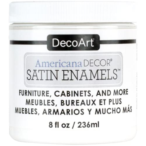 DecoArt Satin Enamels Acrylic Paint, 8 fl. oz. Jar, Pure White (Pack of 1) - color: Pure White