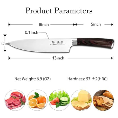 imarku Japanese Chef Knife-Sharp Kitchen Knife 8 Inch, Gift for Mom & Dad | Chef's Knives HC Steel Paring Knife, Unique Gifts for Men and Women, Kitchen Gadgets with Gift Box, Gyutou Knives - color: brown and silver
