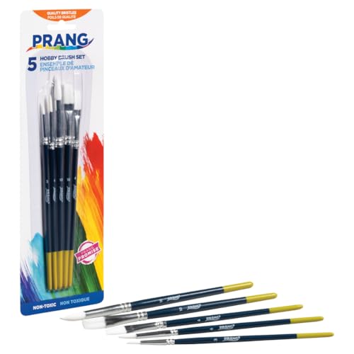 Prang Hobby Paint Brush Set, Assorted Sizes, 5 Brushes/Set, Pack of 6 Sets, 30 Brushes Total - size: 5 Count (Pack of 6)