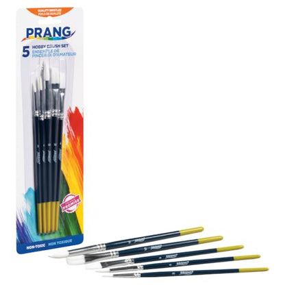 Prang Hobby Paint Brush Set, Assorted Sizes, 5 Brushes/Set, Pack of 6 Sets, 30 Brushes Total - size: 5 Count (Pack of 6)
