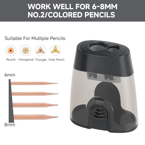 Eagle Manual Pencil Sharpener, 2 Holes, for Standard and Jumbo Color Pencils, 24×51×63 MM, Perfect for Kids, Pack of 2 - color: Black
