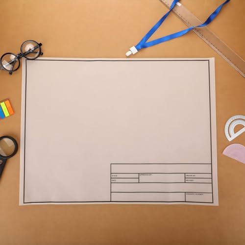 Geyee 10 Sheets Architectural Vellum Paper 18" x 24" Drafting Vellum Tracing White Translucent Drafting Paper Rag with Border and Title Block for Drawing Sketching Architecture Building