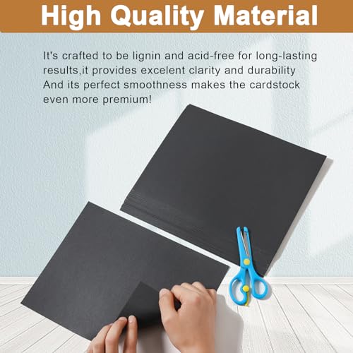 Silunkia 120 Sheets Shimmer Black Cardstock 8.5 x 11 Crafts Paper 92lb | Heavyweight Construction Paper Card Stock for Halloween, DIY Cards Making, Greeting Cards, Party, Wedding Invitations - color: Black, size: 120 Sheets