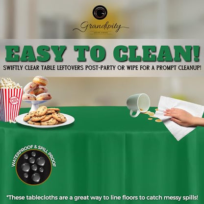 Grandipty Plastic Table Cloth Disposable 12 Pack 84" Round Green | Plastic table covers, durable disposable tablecloths, fade and tear-resistent table cover for party, event