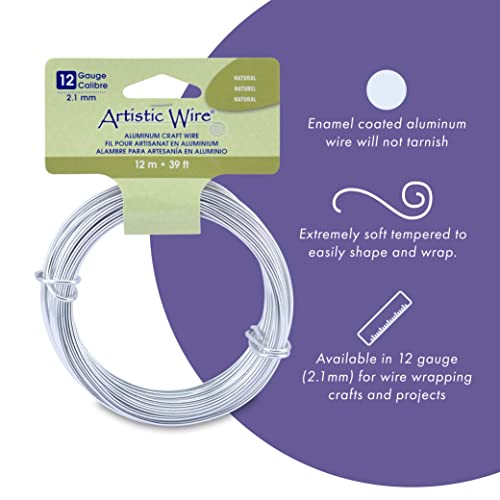 Artistic Wire Aluminum Craft Wire 12ga - Silver Tone - color: Natural Aluminum