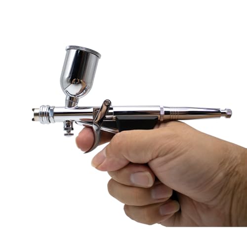 Uouteo Airbrush Kit, Airbrush Trigger Gun with 0.3mm/0.5mm Fan Spray Cap/Needles/Nozzles Sets, 15 CC Cup for Painting Model Nails Cake Makeup - color: 217BAT 0.5mm Airbrush Kit