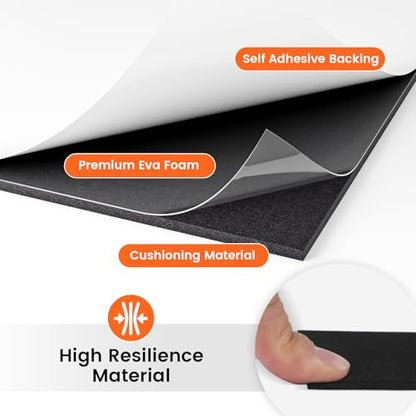 MEARCOOH 3mm Self Adhesive Foam Sheets Crafts, Black 9x12 Inch Sticky Eva Foam Paper for Crafts Cardmaking Cushion Embroidery Classroom Scrapbooking Crafts - color: Black Self-adhesive, size: 9X12in-3mm