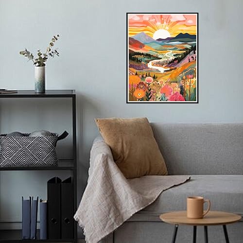 Diamond Art Painting Landscape-Diamond Art Kits for Adults 12x16inch | Sunrise 5D Diamond Painting,DIY Full Drill Diamond Art Sunrise Gem Painting and Crafts Includes All Tools - color: Sunrise, size: 12x16inch(Round diamond painting)