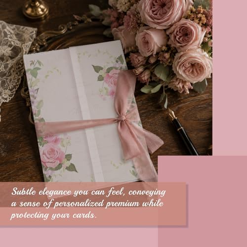 Goefun 50 Pack 5x7 Pre-Folded Vellum Jackets 5x7 with Pink Rose Pattern - color: pattern-pink rose, size: 5x7-50pcs