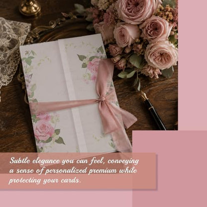 Goefun 50 Pack 5x7 Pre-Folded Vellum Jackets 5x7 with Pink Rose Pattern - color: pattern-pink rose, size: 5x7-50pcs