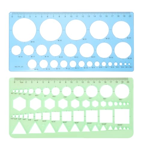 Circle Template Circle Stencil Circle Template for Drawing Circle Stencils Geometric Stencils Round Drawing Templates Plastic Transparent Ruler for School Office Supplies 2pcs