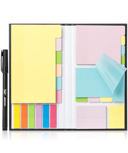 Mr. Pen- Transparent Sticky Notes Set, 380 Pack | Transparent Sticky Notes Tabs with Black Fineliner Pen for Bible Study, Office, School, Planning, Journaling & Organization - color: Pastel 2, size: 1 Set