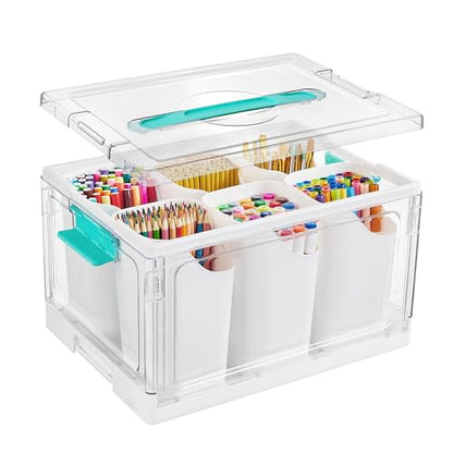 Vtopmart 24 QT Clear Plastic Craft Organizer with Detachable Inserts,1 Pack