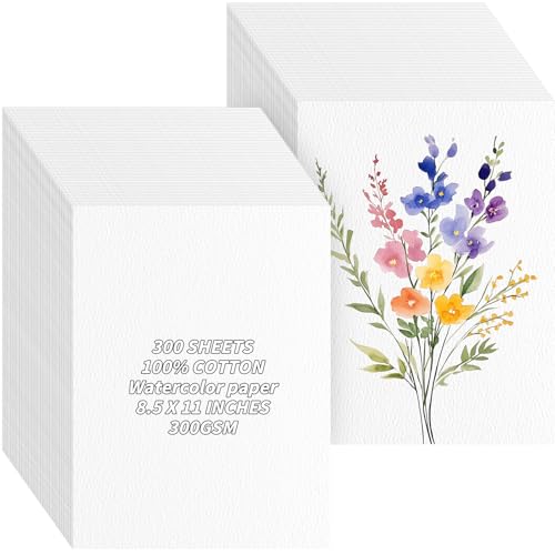 150 Sheets 100% Cotton Watercolor Paper Bulk -140LB/300GSM Art Paper-8.5 x 11 inch Painting & Craft Paper, Finger Paints, Watercolor, Tempera, Drawing, Art Room & Home School Crafts - style: 8.5x11in-140LB/300GSM