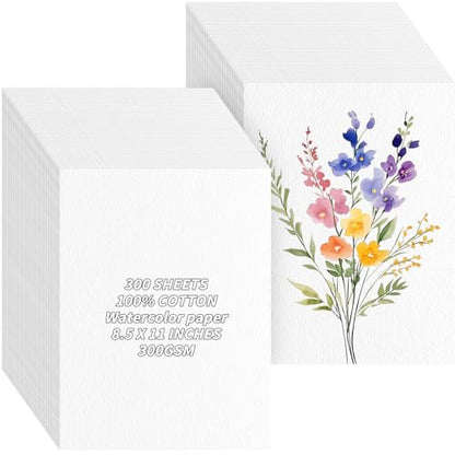 150 Sheets 100% Cotton Watercolor Paper Bulk -140LB/300GSM Art Paper-8.5 x 11 inch Painting & Craft Paper, Finger Paints, Watercolor, Tempera, Drawing, Art Room & Home School Crafts - style: 8.5x11in-140LB/300GSM