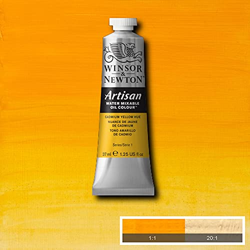 Winsor & Newton Artisan Water Mixable Oil Paint, 37ml, Cadmium Yellow Hue | Clean with water; no solvents needed. Color depth, lightfastness, opacity/transparency are the same as traditional oils. - color: Cadmium Yellow Hue, style: 1.25-oz