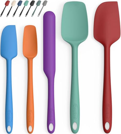 Coukre Silicone Spatula Set of 5,High Temperature Resistant, Food Grade Silicone, Dishwasher Safe, for Baking, Cooking (Pure Colorful B) - color: Pure Colorful B