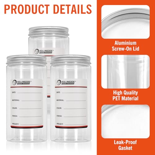ROLLINGDOG 3 PC Plastic Paint Containers with Lids