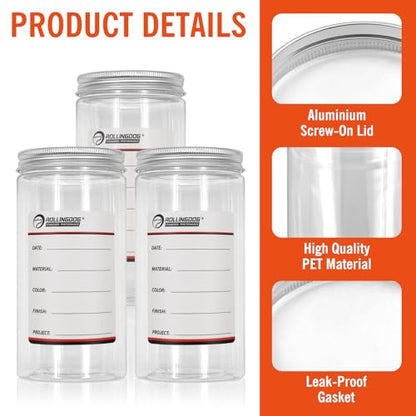 ROLLINGDOG 3 PC Plastic Paint Containers with Lids