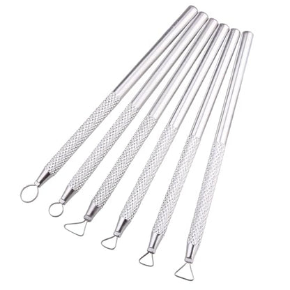 DIYOOHOMY 6 Pcs Clay Sculpting Tools Set, Metal Polymer Clay Ribbon Loop Tool, Sgraffito Tools for Pottery Caving Trimming Scraper Craft Ceramic Modelling Tool Kit - color: White-3