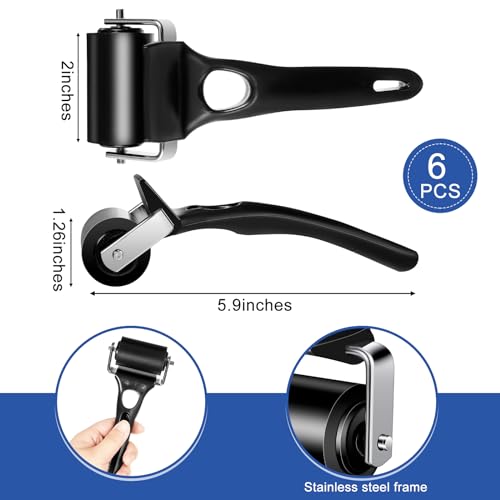 Frienda 6 Pack 2 Inch Rubber Brayer Rollers, Hard Rubber Rollers Tool for Printmaking, Ink Application, Block Printing, Stamping, Wallpaper, Vinyl, Gluing and Crafting - size: 2 Inches