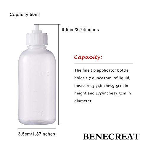 BENECREAT 12 Pack 1.7 Ounce Multi Purpose DIY Precision Tip Applicator Bottles Set with 24 Tips & 12 Caps - DIY Quilling, Glue Applicator, Oiler Bottle - color: 12 Bottles & 24 Tips & 12 Caps - 1.7 Ounce, size: 1.7 Ounce